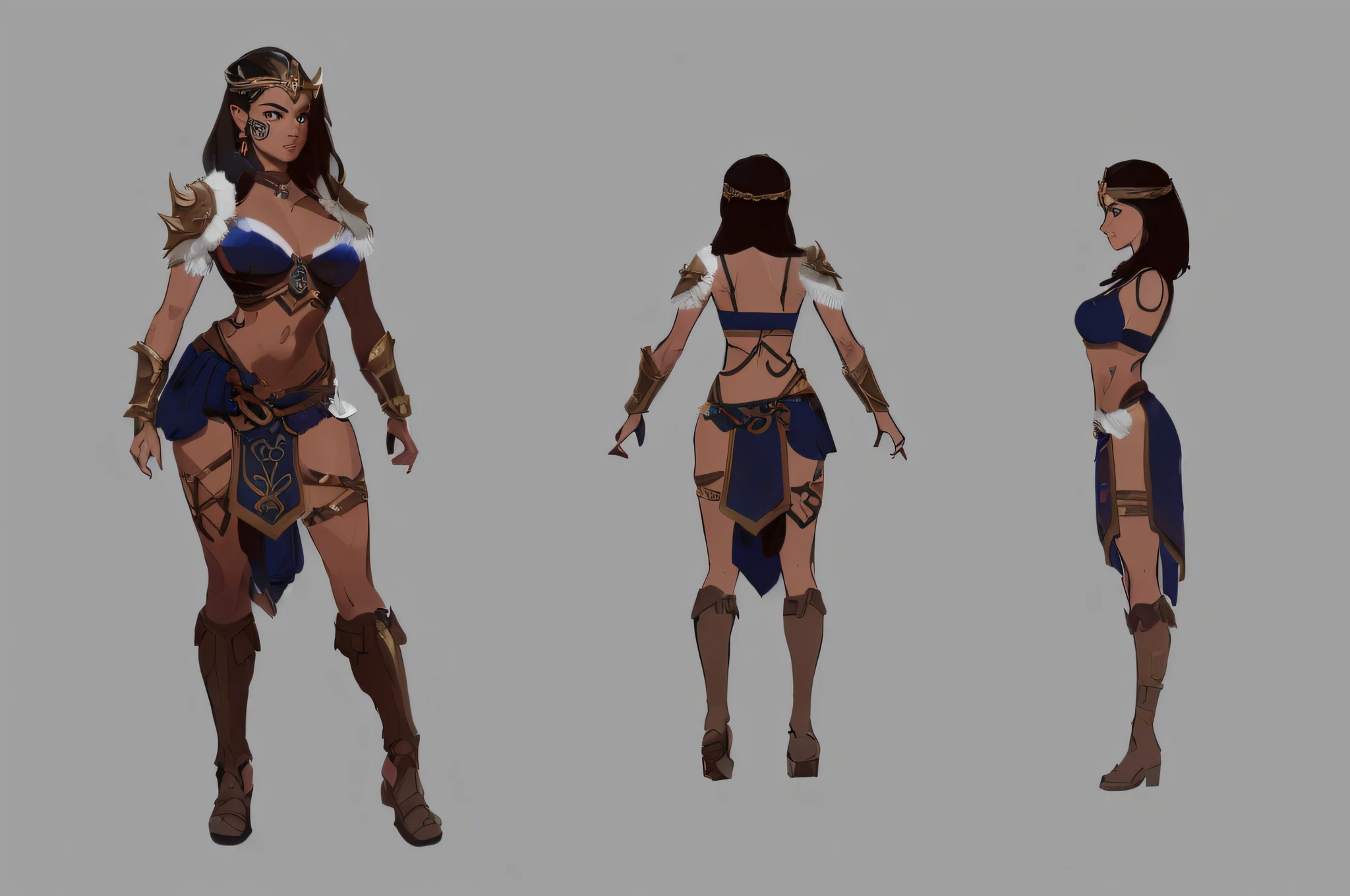 Close-up of a woman wearing bikini and skirt, Valkyrie style character, Depicted as game concept art, detailed full body concept art, fantasy character concept, full body concept, detailed full-body concept, artstation concept, rpg concept art character, Characters in concept art, concept art characters, full body concept art, artstation concept art, Character design concept