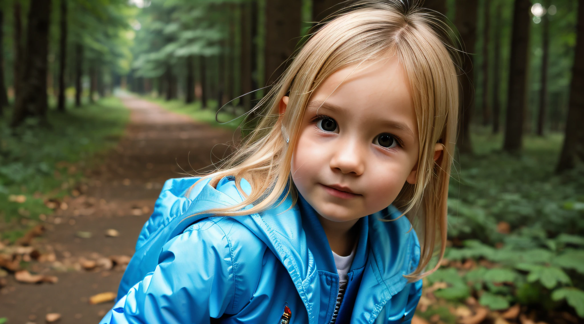 KIDS MENINA LOIRA COM JAQUETA AZUL COM ESTRELAS