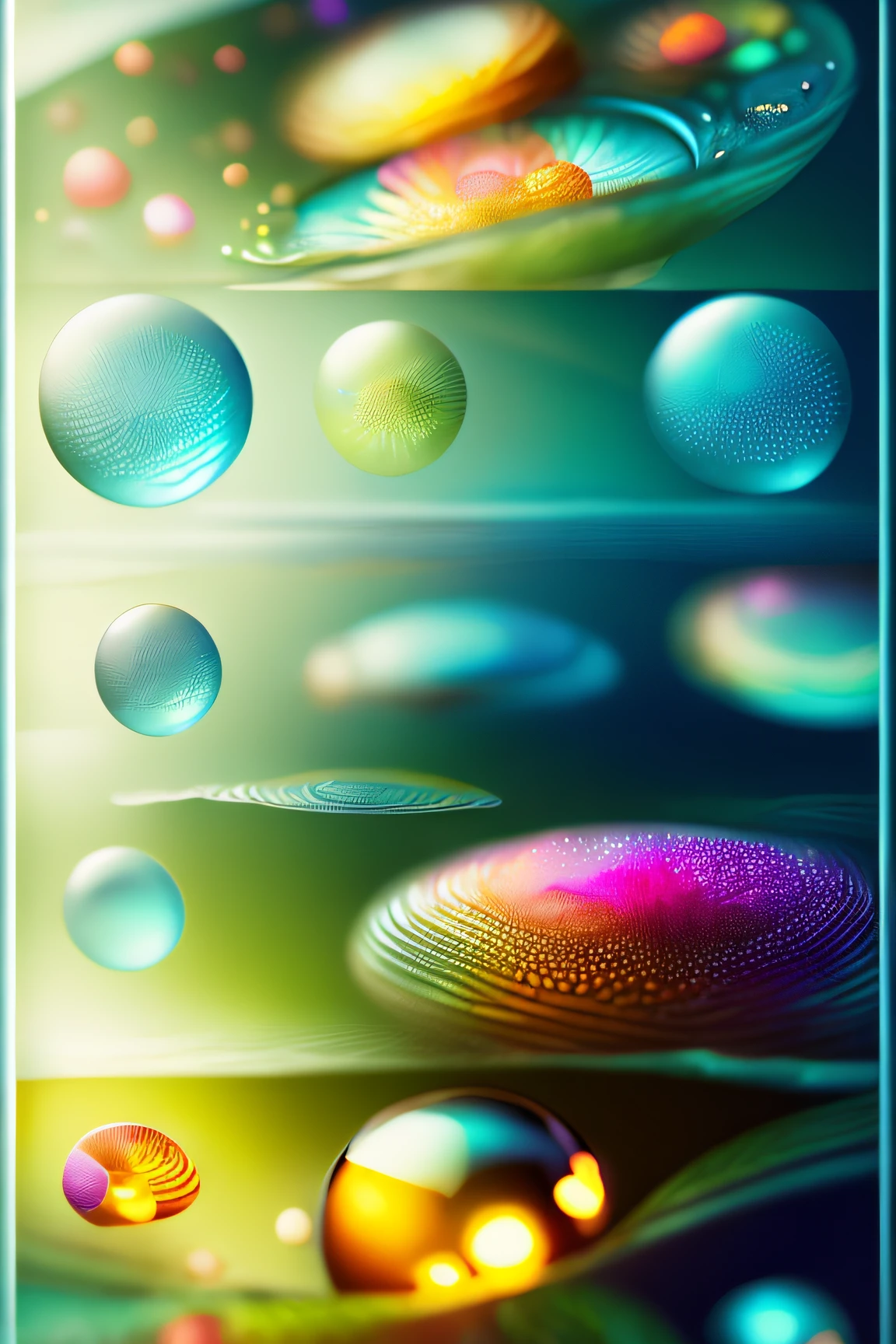 Best Quality, bright microscopic field of view, Biological illustration, Microscope image, Science Illustration, scientific explanation, by Chan Sungup, Microscope View, detailed scientific diagram, cell biology, extremely fine details, Fine details, Fine details, science photography, Micrograph, speculative biology, dew, microorganism, Vibrant colors, Detailed textures, Illuminating light