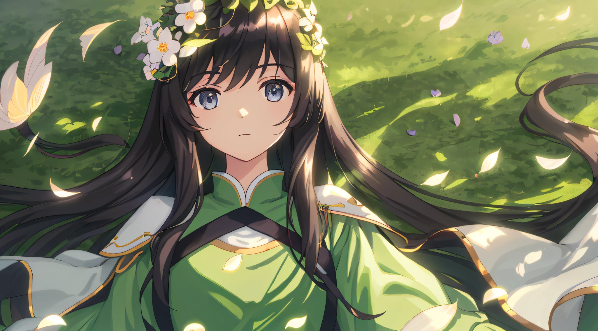 tmasterpiece,Best quality,(Very detailed CG unified 8k wallpaper)(Best quality),(Best Best Illustration),(the darkest) nature's delicate leaves, Petals of various colors fall into the air, Light tracing,ultra - detailed --v6