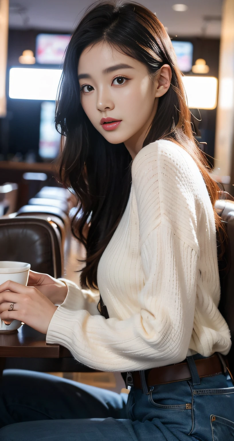 Couple sitting at table drinking coffee, gorgeous young korean woman, beautiful young korean woman, beautiful Korean women, Korean fashion model, Korean girls, korean woman, Huang Shishi, Cui Xianhua, Beautiful Asian Girls, Asian girl with long hair, Lee Ji-eun, lee ji eun
