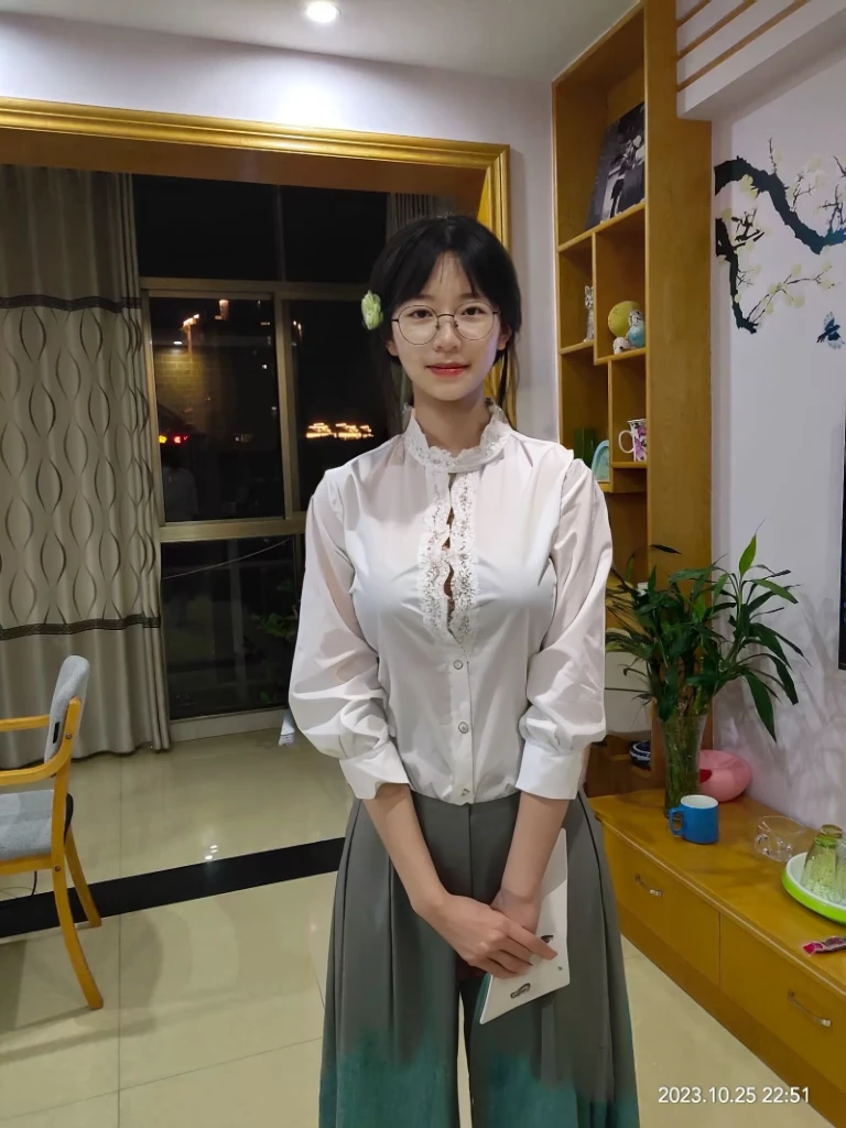 white collar,Female secretary,In black suit,White color blouse,shirt with lace,Unbutton a huge breast