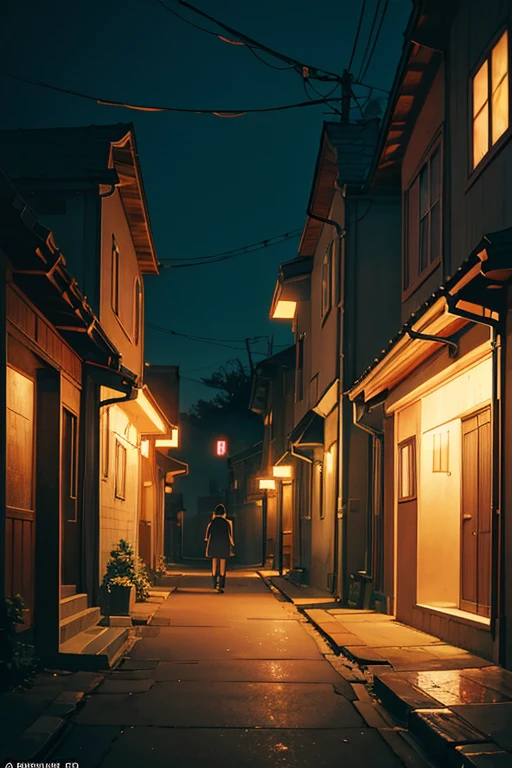 A detailed night scene of a street with houses and streetlights, depicted in Madhouse Studio's anime style. The artwork showcases the residential area, with a focus on the background of the house. It embodies the dark and eerie atmosphere of a neighborhood, inspired by the art style of the Madhouse Studio. The location is set in an old, dark house, reminiscent of the works of Makoto Shinkai. The artwork is meticulously created by a team of talented anime artists, resulting in a visually captivating and immersive anime scene. The artwork showcases the essence of traditional anime scenes, featuring vibrant colors, stunning visual effects, and intricate details. The lighting is carefully designed to highlight the mood and ambiance of the dark street.