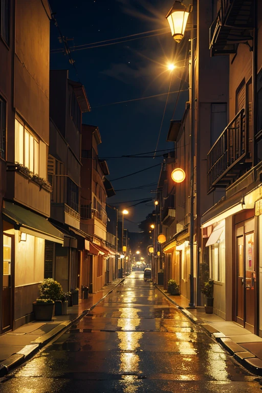 There is a street lamp burning in the darkness, streetlight at night, anime lighting, the street lights, Under street lights, anime scene, the street lights, the street lights, anime backgrounds, nighttime scene, soft moonlight lighting, street lighting, during night, during night, the street lights, ( ( Xinhai sincerely ) ), the street lights, animation stills