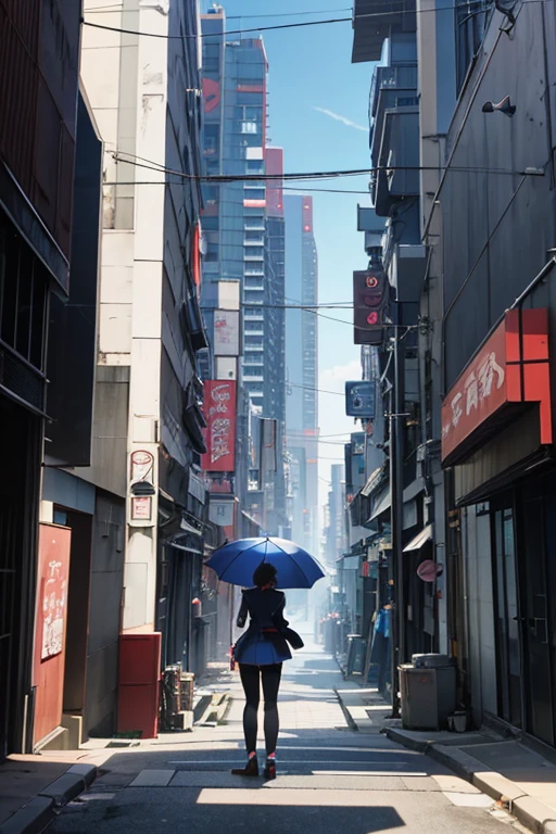 Anime scene of a woman standing in front of a building holding an umbrella, Tokyo anime anime scenes, Screenshot of the 2012 animation, anime style cityscape, Madhouse Studio anime style, Kuro anime screenshots, anime scene, TV animation stills, cyberpunk gunma prefecture, screenshot from the anime film, anime screenshot, anime movie screenshot