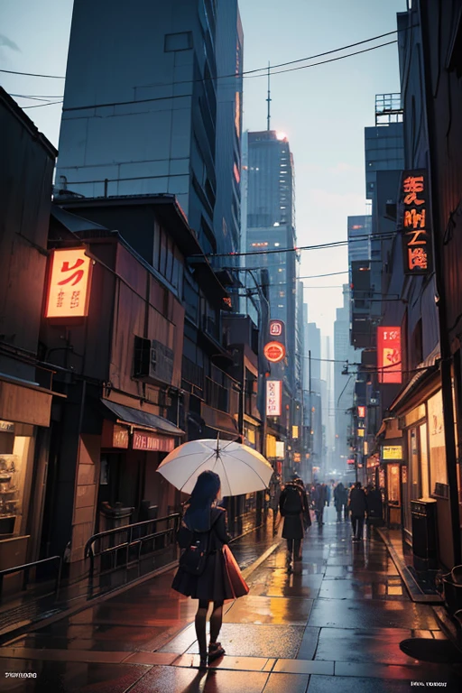 A woman standing in front of a building holding an umbrella in an anime scene, Tokyo anime cityscape, a screenshot from a 2012 anime, cityscape in anime style, Madhouse Studio anime style, a screenshot from the anime "Kurou", anime scene, TV anime still, cyberpunk Gunma Prefecture, a screenshot from an animated film, anime screenshot, anime movie screenshot, (best quality, 4k, 8k, highres, masterpiece:1.2), ultra-detailed, (realistic, photorealistic, photo-realistic:1.37), HDR, UHD, studio lighting, ultra-fine painting, sharp focus, physically-based rendering, extreme detail description, professional, vivid colors, bokeh, portraits, landscape, horror, sci-fi, anime, photography, concept artists, dynamic colors, cinematic lighting.