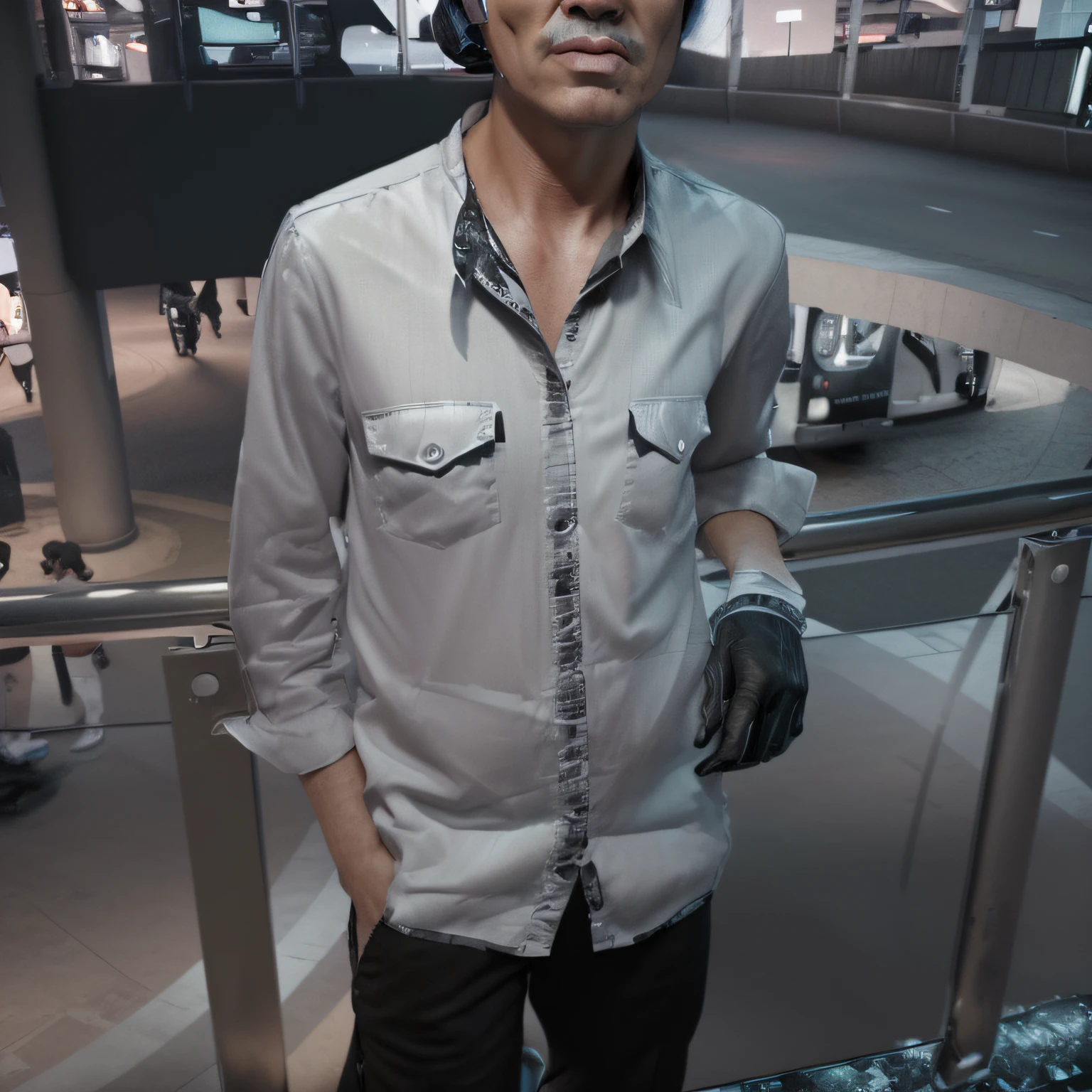Make a gangster realistic face future city 4K ultra HD realistic face