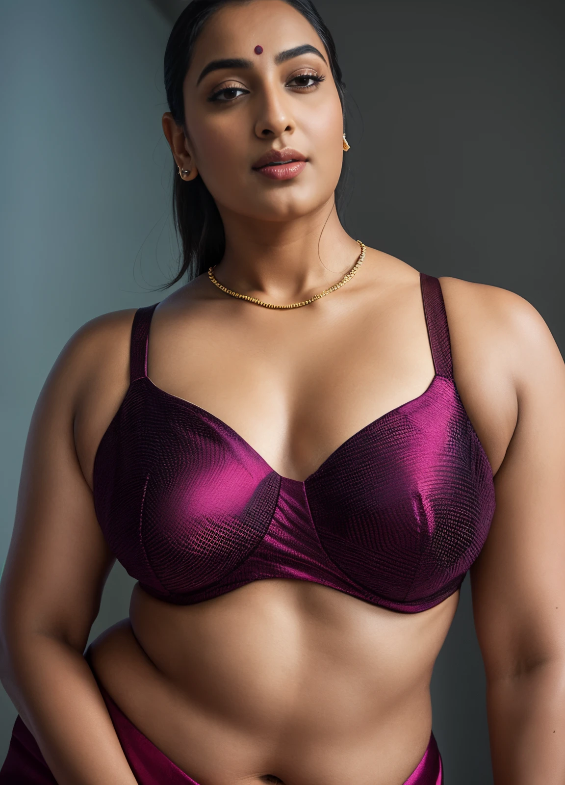 Foto RAW, photorealistic, photography, full body shot, master shot, goddess like beauty, perfect thick chubby mallu Desi aunty bhabhi, Wearing a Stanapatta, a chest-band.Saree model, model Photography, Indian saree shoot, Indian traditional wear advertising photography, traditional wear brand shoot, face of Indian actress Sonakshi Sinha, masterpiece, realistic, realism, incredible details, pleasure, photorealism, detailed skin, skin pores, high contrast, photorealistic Artstation 8k HD digital art trend of high definition and detailed realistic skin texture, ultra detail, realistic skin texture, armature, best quality, ultra high definition, (photorealistic:1.4),, high resolution, detail, raw photo, Re sharp, by Lee Jefferies Nikon D850 Film Stock Photo 4 Kodak Portra 400 Camera F1.6 Lens Rich Color Ultra Real Realistic Realistic Textures Dramatic Lighting Unreal Engine Trending at Art Station Cinestill 800,(pele altamente detalhada: 1.2), 8k UHD, DSLR, soft-lighting, alta qualidade, grain of film, Fujifilm XT3,she didn't like to wear blouse or bra, she is happy to wear only saree, she hates blouse or bra,