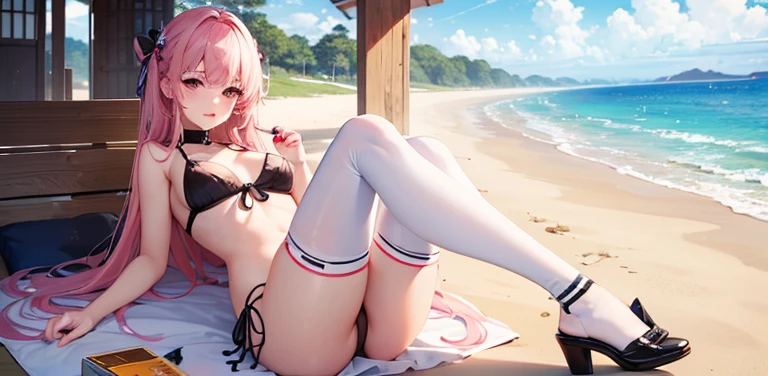 Sweet rain,比基尼,beachside,Get wet,full bodyesbian,White stockings