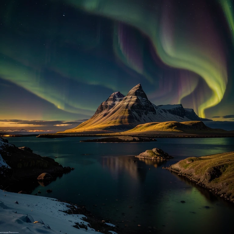 Schottland, Aurora borealis, colourful, Epic, raytracing, highres, (Masterpiece:1.2)