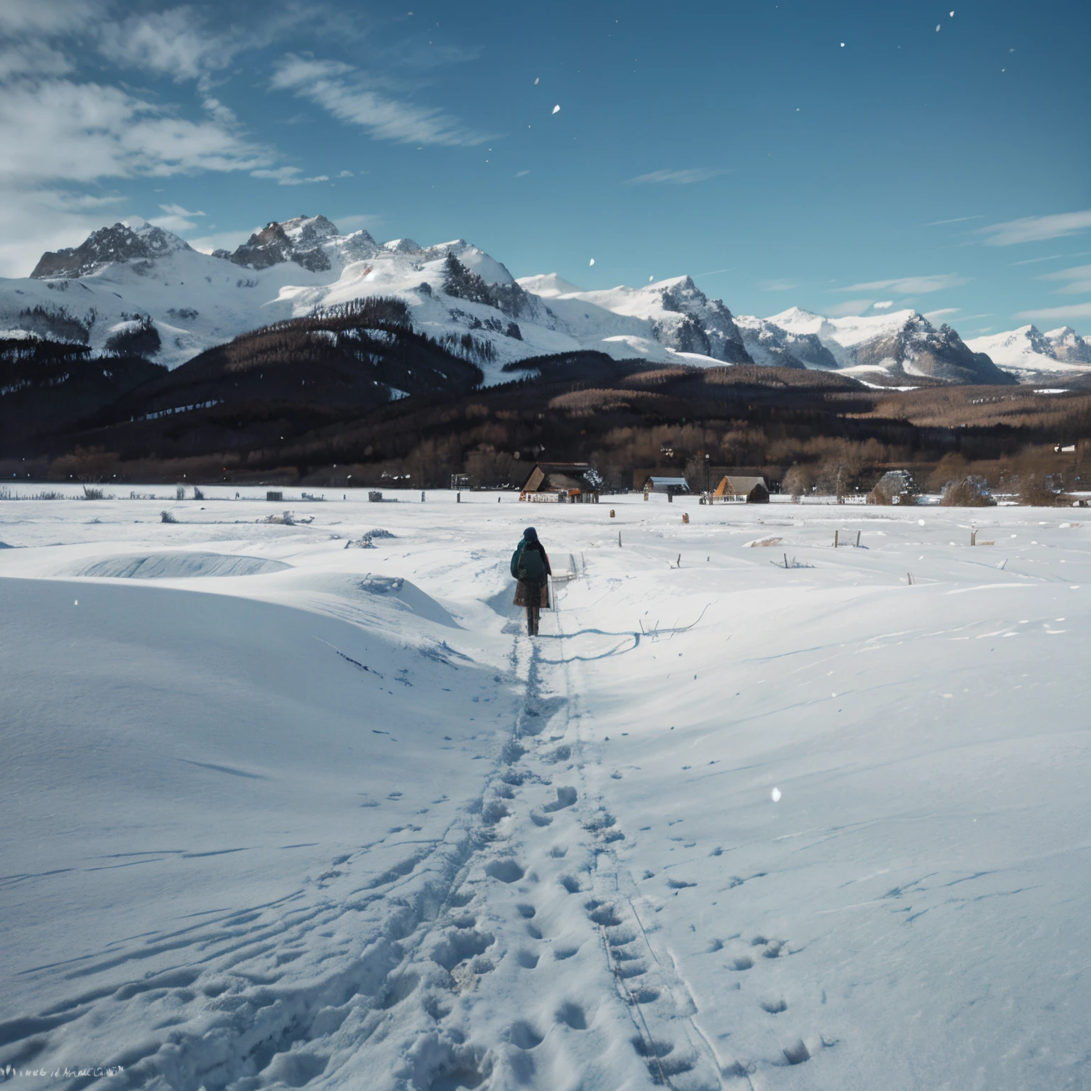 Alone in cold and snowy atmosphere