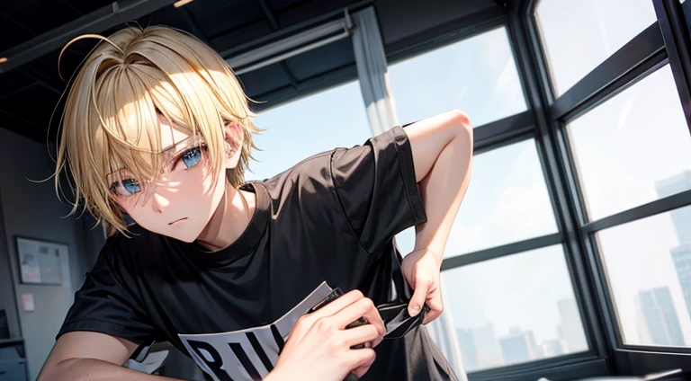 a emo teenager guy with blonde hair