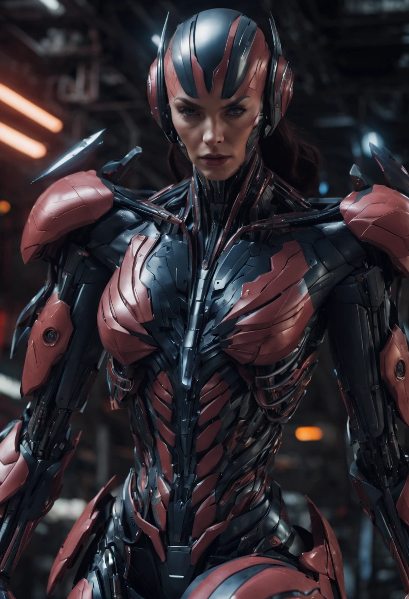 megan fox), Cinematic, hyper-detailed, and insanely detailed, perfect muscular anatomy of a bald super muscular female android girl. Beautiful color grading, enhancing the overall cinematic feel. Unreal Engine brings her anatomic cybernetic muscle suit to life, appearing even more mesmerizing. With the use of depth of field (DOF), every detail is focused and accentuated, drawing attention to her eyes and the intricate design of the anatomic cybernetic muscle suit . The image resolution is at its peak, utilizing super-resolution technology to ensure every pixel is perfect. Cinematic lighting enhances her aura, while anti-aliasing techniques like FXAA and TXAA keep the edges smooth and clean. Adding realism to the anatomic cybernetic muscle suit, RTX technology enables ray tracing. Additionally, SSAO (Screen Space Ambient Occlusion) gives depth and realism to the scene, the girl's anatomic cybernetic muscle suit become even more convincing. In the post-processing and post-production stages, tone mapping enhances the colors, creating a captivating visual experience. The integration of CGI (Computer-Generated Imagery) and VFX (Visual Effect brings out the anatomic cybernetic muscle suit's intricate features in a seamless manner. SFX (Sound Effects) complement the visual artistry, immersing the viewer further into this fantastic world. The level of detail is awe-inspiring, with intricate elements meticulously crafted, the artwork hyper maximalist and hyper-realistic. Volumetric effects add depth and dimension, and the photorealism is unparalleled. The image is rendered in 8K resolution, ensuring super-detailed visuals. The volumetric lightning adds a touch of magic, highlighting her beauty and the aura of her anatomic cybernetic muscle suit in an otherworldly way. High Dynamic Range (HDR) technology makes the colors pop, adding richness to the overall composition. Ultimately, this artwork presents an unreal portrayal of a super muscled cybernetic female android