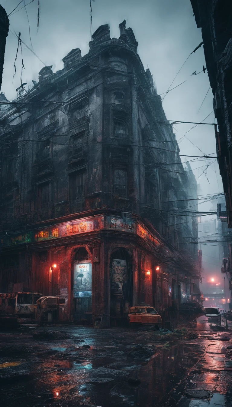 Best quality,4K,8K,A high resolution,tmasterpiece:1.2,ultra - detailed,actual,realistically:1.37,tocar,Post-apocalyptic days,cyber punk style, the city street,bustling,Under the illumination of neon lights,Gritty,dystopian,Tall structures,ae86 Truno ,futuristic building,dangerous,dark alley,heavy rain poured,heavy rain poured,Flashing street lights,illuminated signs,holographic advertisements,Reflective wet pavement,Abandoned vehicles,A smoky atmosphere,city smog,cracked concrete,wires hanging,In a bunch,rusted metal,graffiti-covered walls