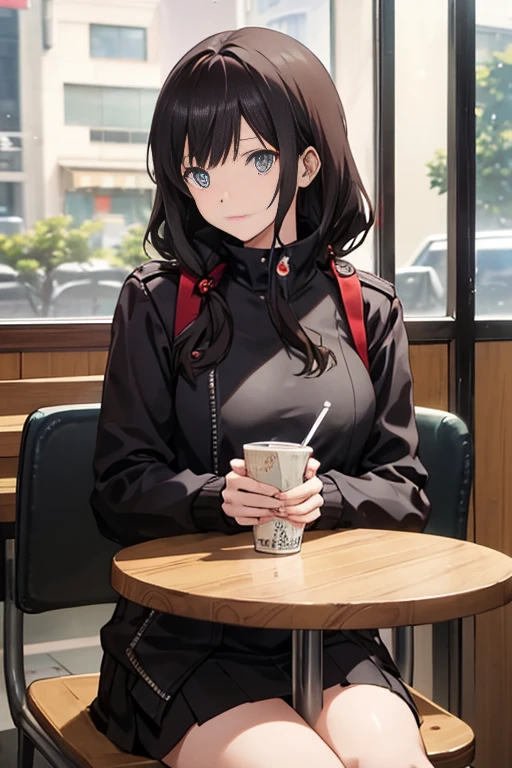 Image of a man sitting at a table holding a laptop, In a roadside cafe, sitting in a café, Tokyo anime anime scenes, people sitting at table, Madhouse Studio anime style, anime scene, sitting alone in a cafe, typical anime classroom, sitting alone in a cafe, style of madhouse anime, slice of life anime, Persona 5 Phantom Thief Style