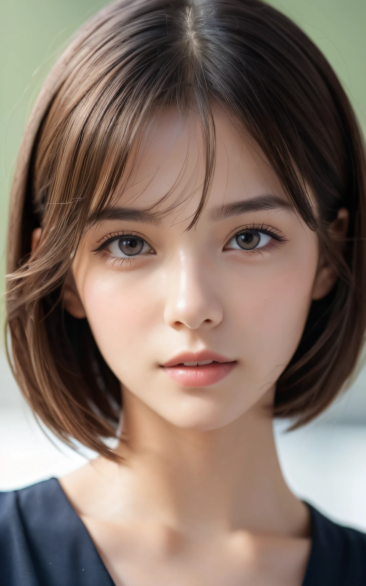masutepiece, Best Quality, 8K, 1 girl, 20 yo, Slightly open mouth, dazed expression, close-up, Close-up of face, Solo, Cute, Girly, Delicate girl, Neat and clean beauty, Raw photo, Professional Photography, Portrait, Soft light, Professional Lighting, Back lighting, look forward to your eyes, Sophisticated, Film grain, (Eyes and faces with detailed:1.0), Short-length floating hair, Beautiful flowing hair,