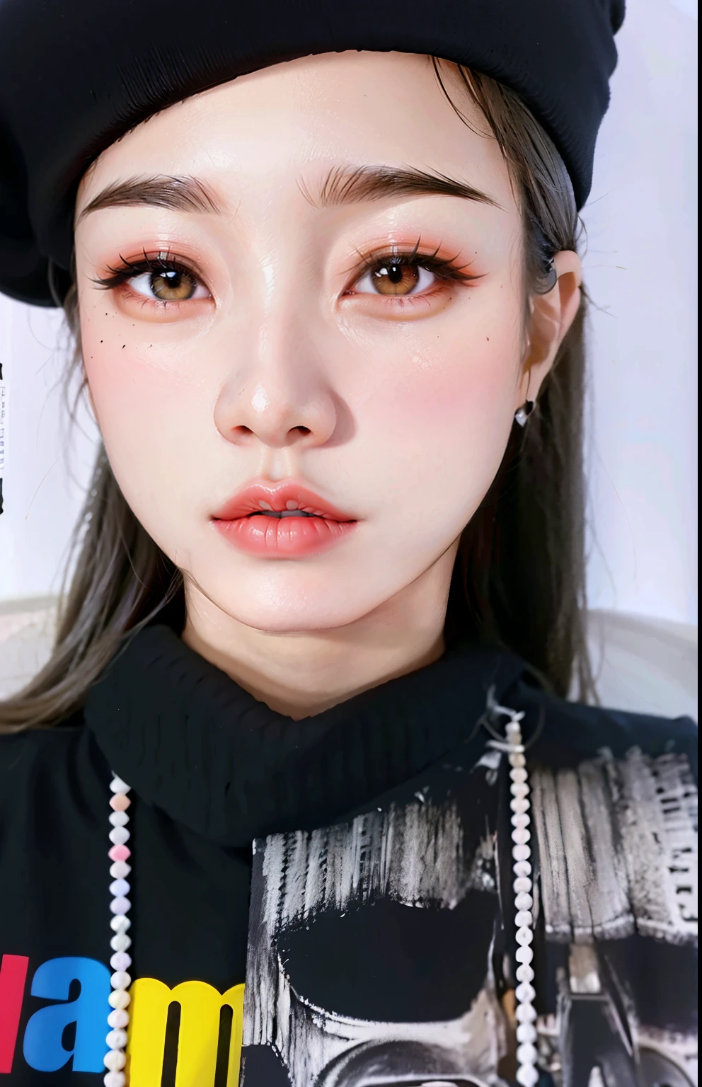 alta calidad, ojos negros, Asian eyes, cabello negro, foto realista, Jennie de blackpink