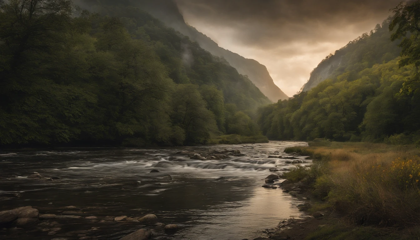 illustratio, The river becomes slow and stagnant, Loss of life, tmasterpiece, The beautiful, ultra - detailed, extremly intricate, 8k ultra high definition, Best quality at best,