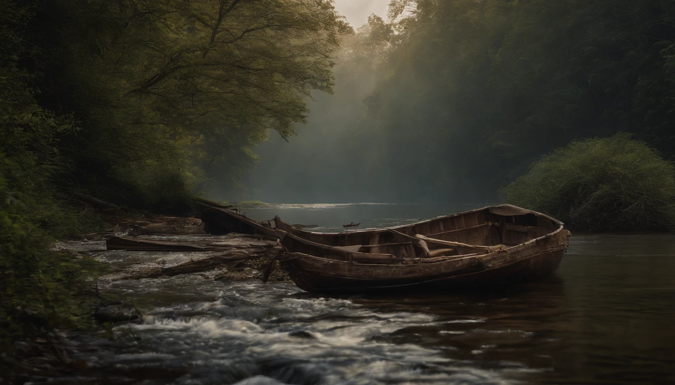 illustratio, The river becomes slow and stagnant, Loss of life, tmasterpiece, The beautiful, ultra - detailed, extremly intricate, 8k ultra high definition, Best quality at best,