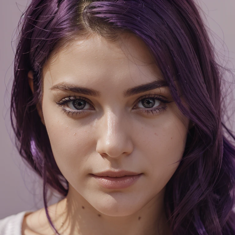 close up purple haired girl