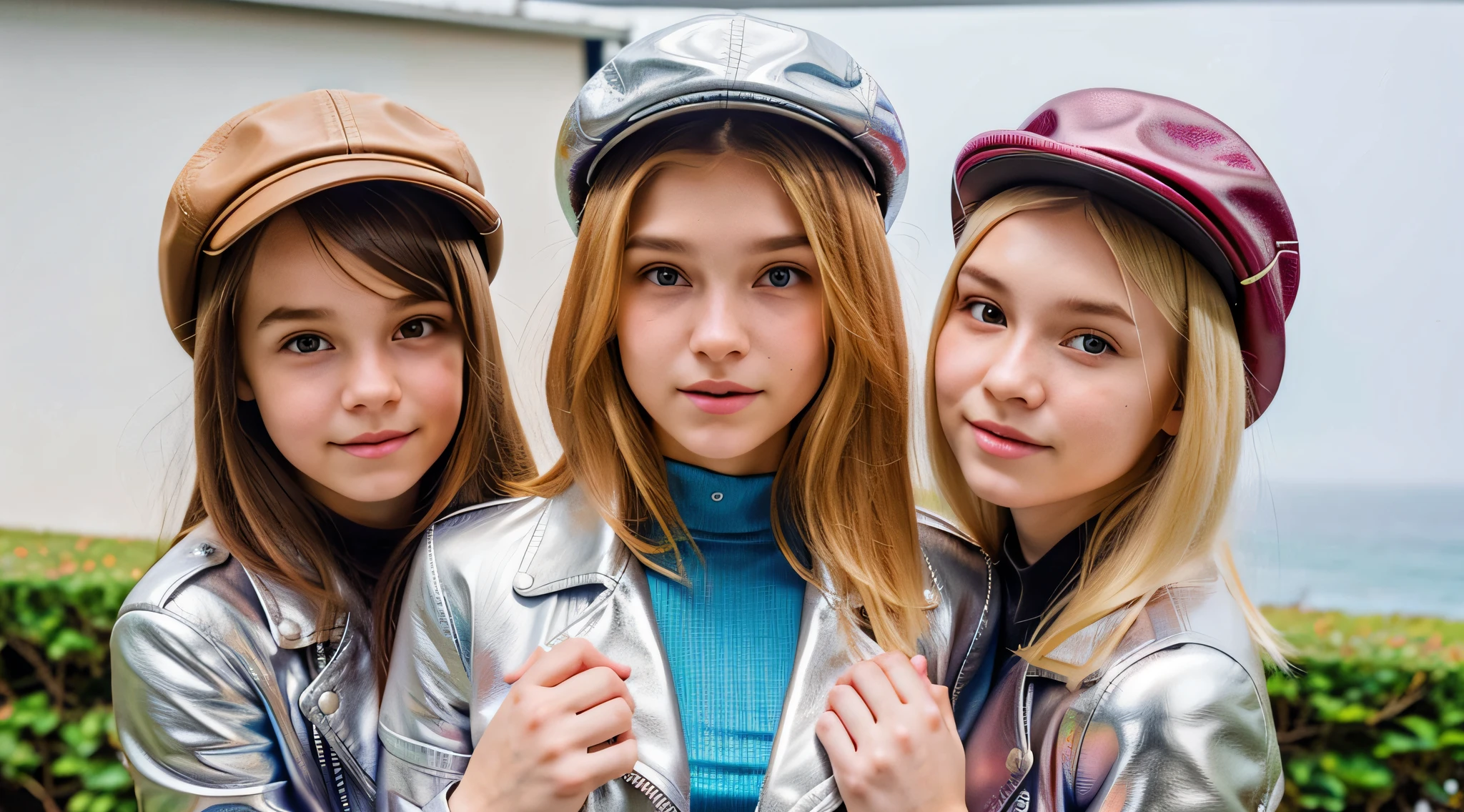 melhor qualidade, ultra high-resolution, (fotorrealista: 1.4), ultra-detalhado, incrivelmente detalhado, aluminum package, Big Mac, carne frita, Alface molhada, queijo derretendo, 3 BLONDE GIRLS in LEATHER hats and jackets, fechar para cima.