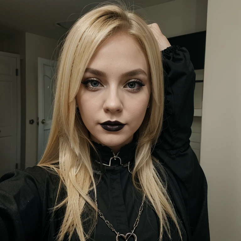 Blonde goth girl selfie