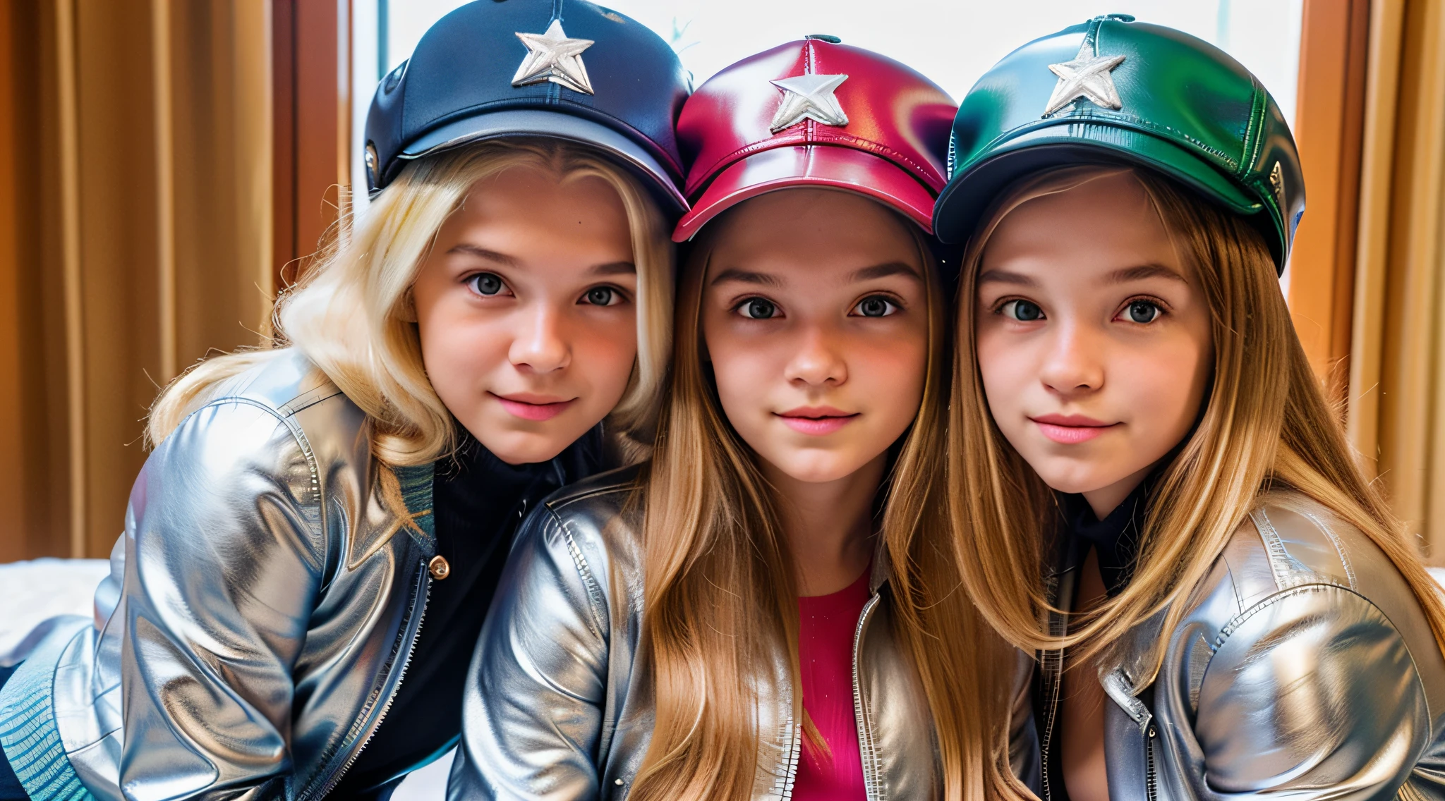 melhor qualidade, ultra high-resolution, (fotorrealista: 1.4), ultra-detalhado, incrivelmente detalhado, aluminum package, Big Mac, carne frita, Alface molhada, queijo derretendo, 3 BLONDE GIRLS in LEATHER hats and jackets, fechar para cima.