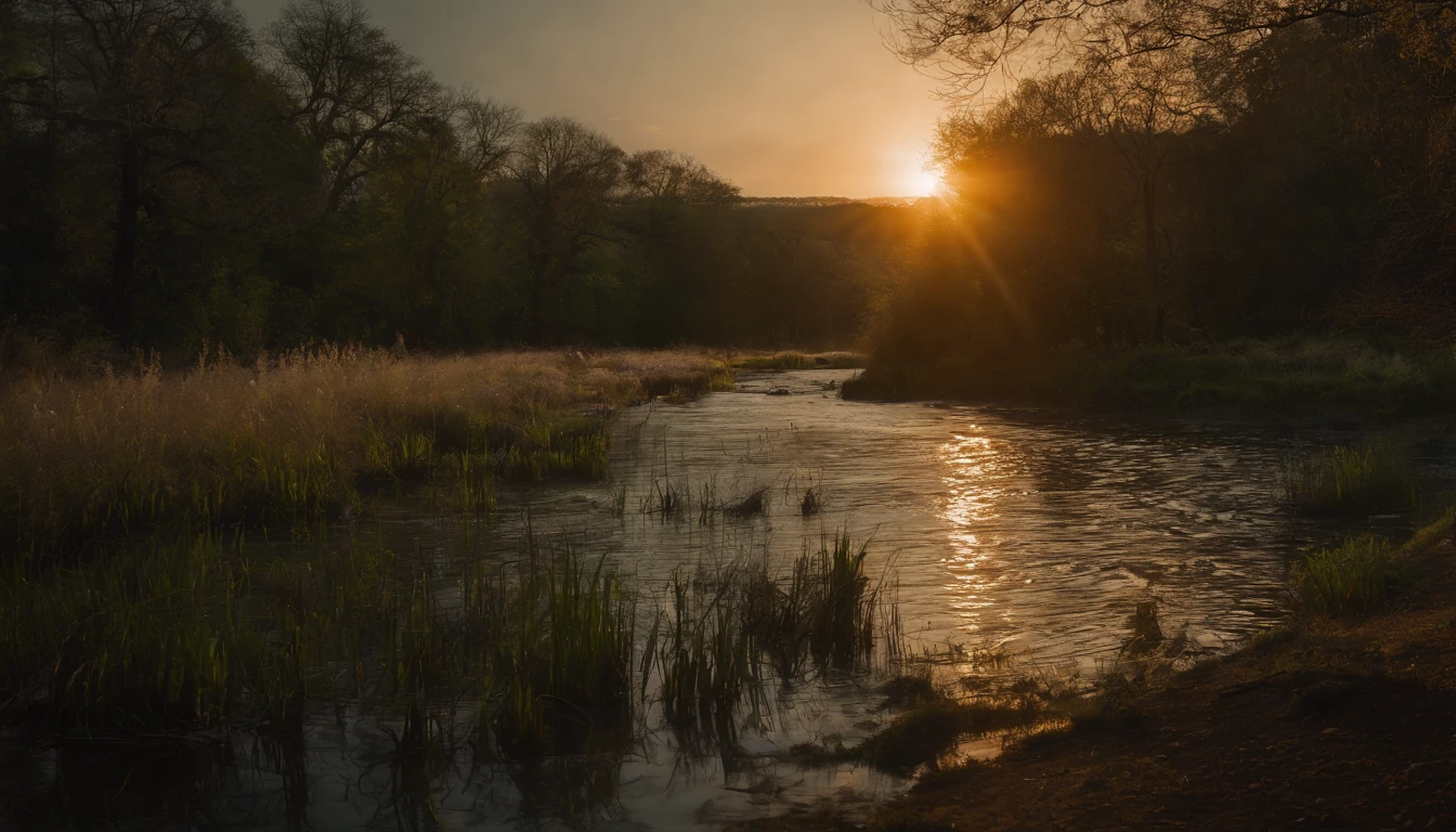 lamplight, The river becomes slow and stagnant, Loss of life, tmasterpiece, The beautiful, ultra - detailed, extremly intricate, 8k ultra high definition, Best quality,