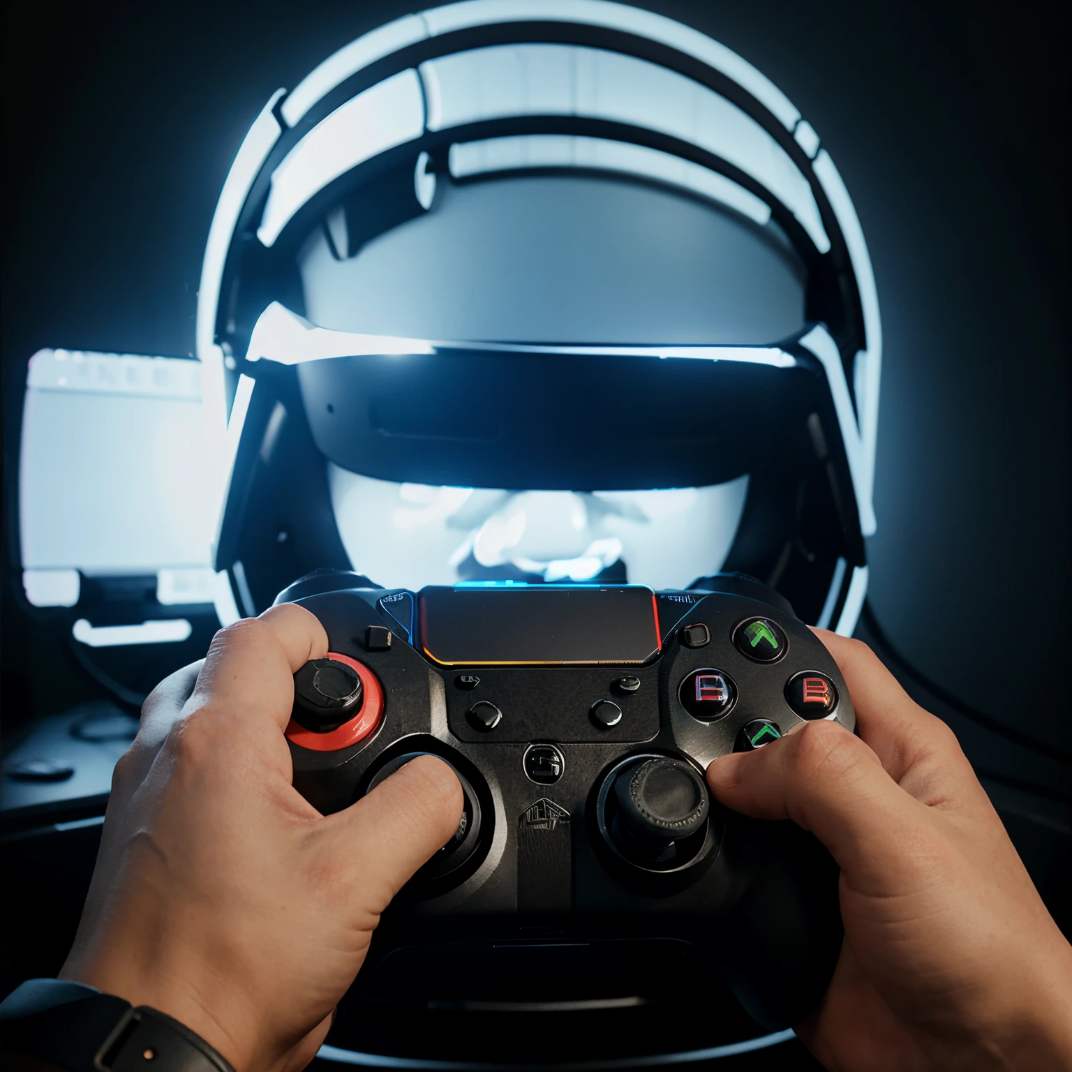 The text GamerVrPro made out of gaming controllers transparent background