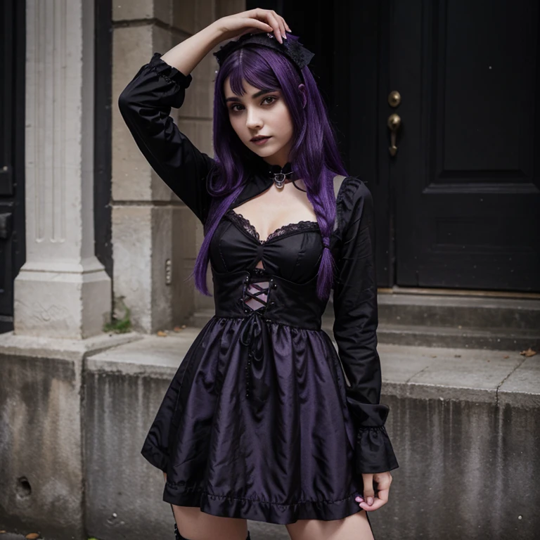 girl with gothic purple and black dress