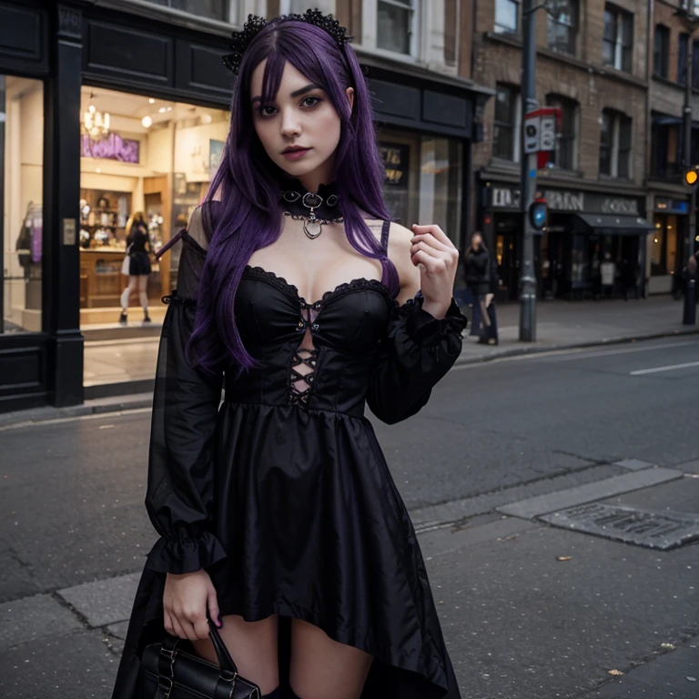 girl with gothic purple and black dress