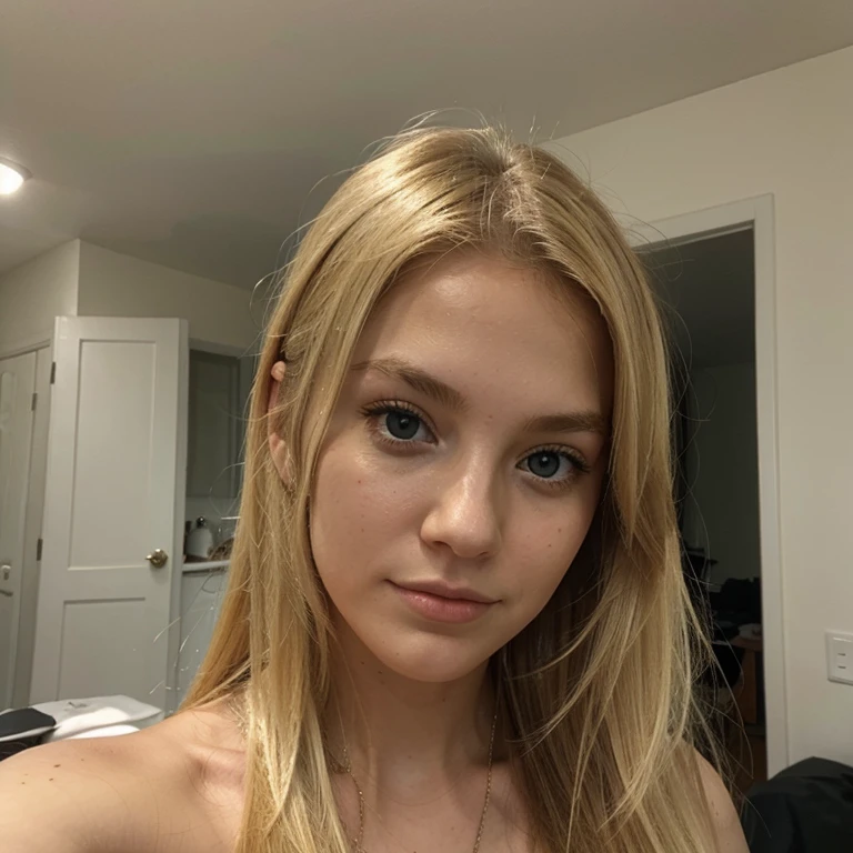 blonde girl distant selfie