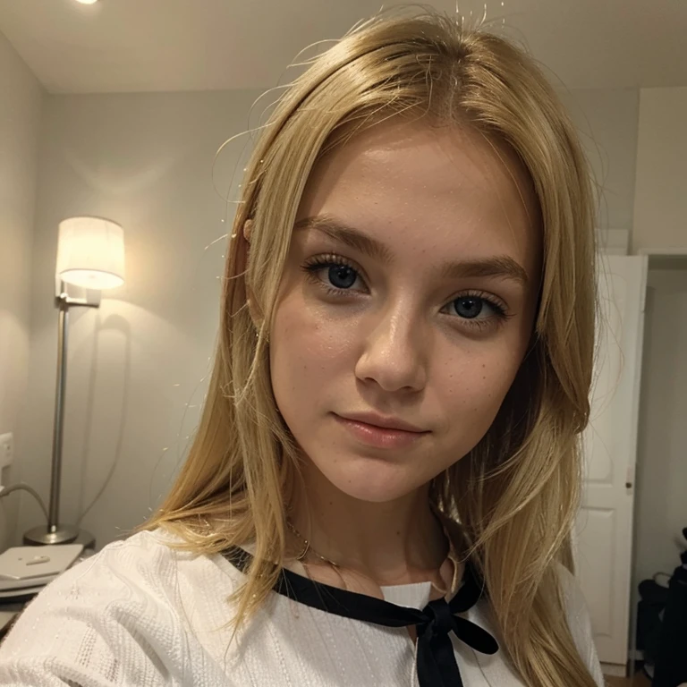 blonde girl distant selfie