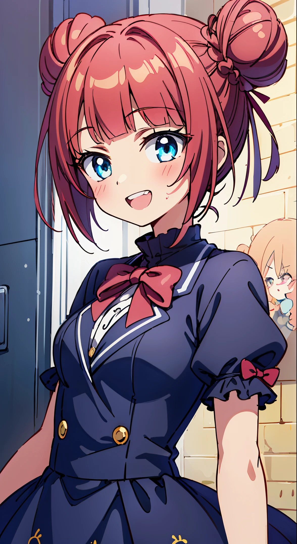 (masutepiece, Transparent air, Transparent eyes,Best Quality, Perfect Anatomy, High quality:1.4), absurderes, absolutely resolution, unbelievable Ridiculous, hight resolution, ultra-detailliert, Official art, Unity 8k壁纸, Kinetic typography,nice hand, Perfect hands, Detailed beautiful hands, Large_filesize, fulcolor, hight resolution, symmetric, exceptional, Best aesthetic, newest, Anime, very beautiful detailed body,The hair,faces,The eye, BREAK,  1 beautiful girl, (Cute:1.5), (Chibi: 0.8), (kawaii: 1.5), (Lori: 0.5), ( girl), BREAK(Red hair, short-hair,2 hair buns,Blunt bangs:1.4),(:D,grin:1.3),{Heterochromia,pale blue eyes,pale green eyes, Eye Highlights,The first hyperfine stars:1.5},Star eyes silhouette thick eyelashes, Double eyelids:1.2),(de pele branca),BREAK,Clear skin,Beautiful skin, ,(best quality face),(Top quality glowing eyes),(The best smile,:D:1.45) ,

BREAK, (Narrow waist), wide hips, polypropylene,(Happy,Smile:1.3), (((Cute Patchwork Quilt,kawaii room,Embroidery Accessories,)))(((Girly Goods,Cute Quilted Patchwork Toys,bow ribbon,Quilt Patchwork,basket))),

,BREAK,(((to stand))),  outside of house,Girls sitting and playing on the grass, (Upper body:1.35), [Delicate hair fluttering in the wind], Playground equipment in the park, amusement, (Dynamic Pose), upward-eyed,Waterfall,depth of fields,

 BREAK,wakame,wakame,wakame,(Cowboy Shot:1.4), 

BREAK,(Blurry background:1.3),(absurderes, hight resolution, Super Detail Art),cel shading,Clear Color, Lonely optical effect, Beautiful pictures, Bright glow, mystic atmosphere,(Close-up of girl:1.1), Mystical light particle effect,manga influence, clean line drawings,
