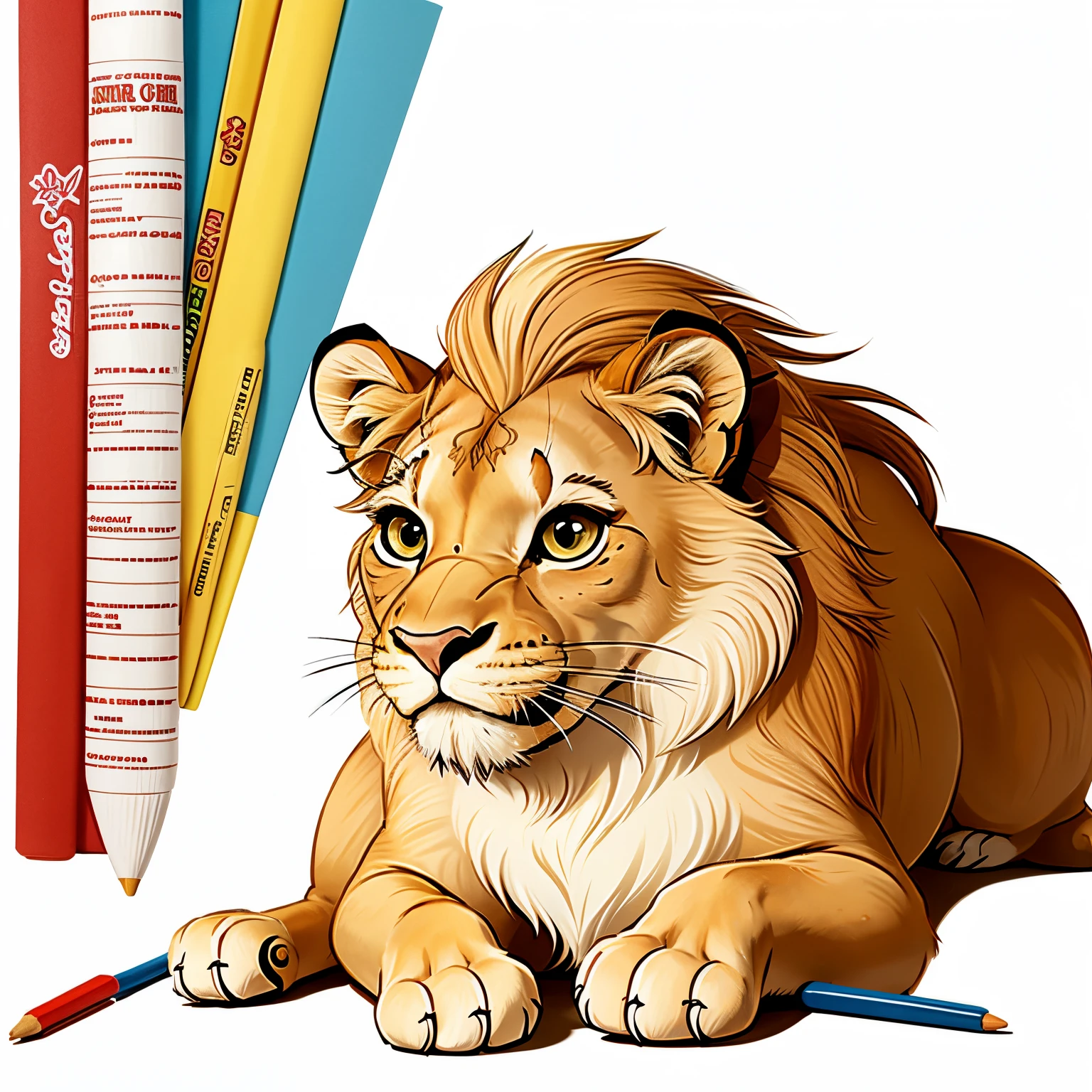 Lioness cute cartoon for coloring book