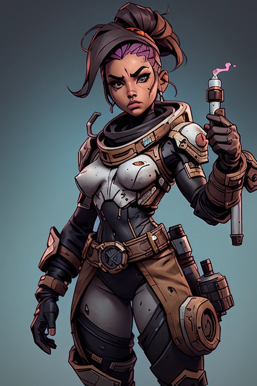 (((sfw, sem roupas, pele escura))), (((nsfw, scientific fiction, pele escura, desenho de linha, aquarela))), with first person view high definition character art, personagem negra do jogo Borderlands, cabelo preto preso, First-person view, pronta para enfrentar seus inimigos, behind her a futuristic desert, personagem do jogo Borderlands. Esta imagem de alta qualidade, renderizada em 8K Ultra HD, mostra detalhes intrincados da cena. obra-prima aprimorada digitalmente ou pintada com requinte, scientific fiction, postura ativa, estilo de quadrinhos, post-apocalyptic fashion