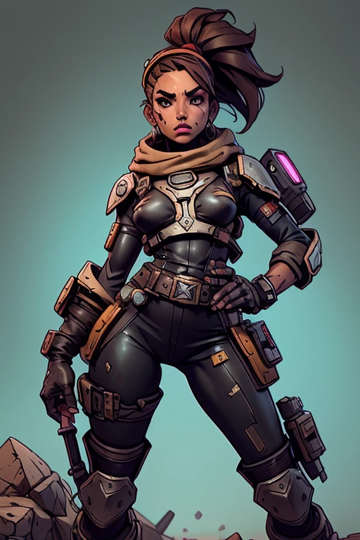 (((sfw, sem roupas, pele escura))), (((nsfw, scientific fiction, pele escura, desenho de linha, aquarela))), with first person view high definition character art, personagem negra do jogo Borderlands, cabelo preto preso, First-person view, pronta para enfrentar seus inimigos, behind her a futuristic desert, personagem do jogo Borderlands. Esta imagem de alta qualidade, renderizada em 8K Ultra HD, mostra detalhes intrincados da cena. obra-prima aprimorada digitalmente ou pintada com requinte, scientific fiction, postura ativa, estilo de quadrinhos, post-apocalyptic fashion