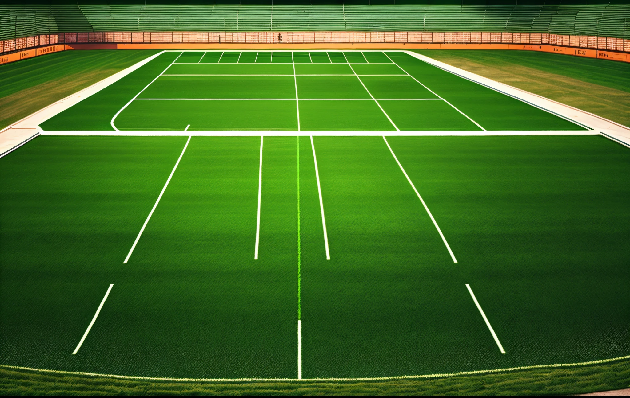 Campo de futebol com garotos jogando bola de camisas verdes