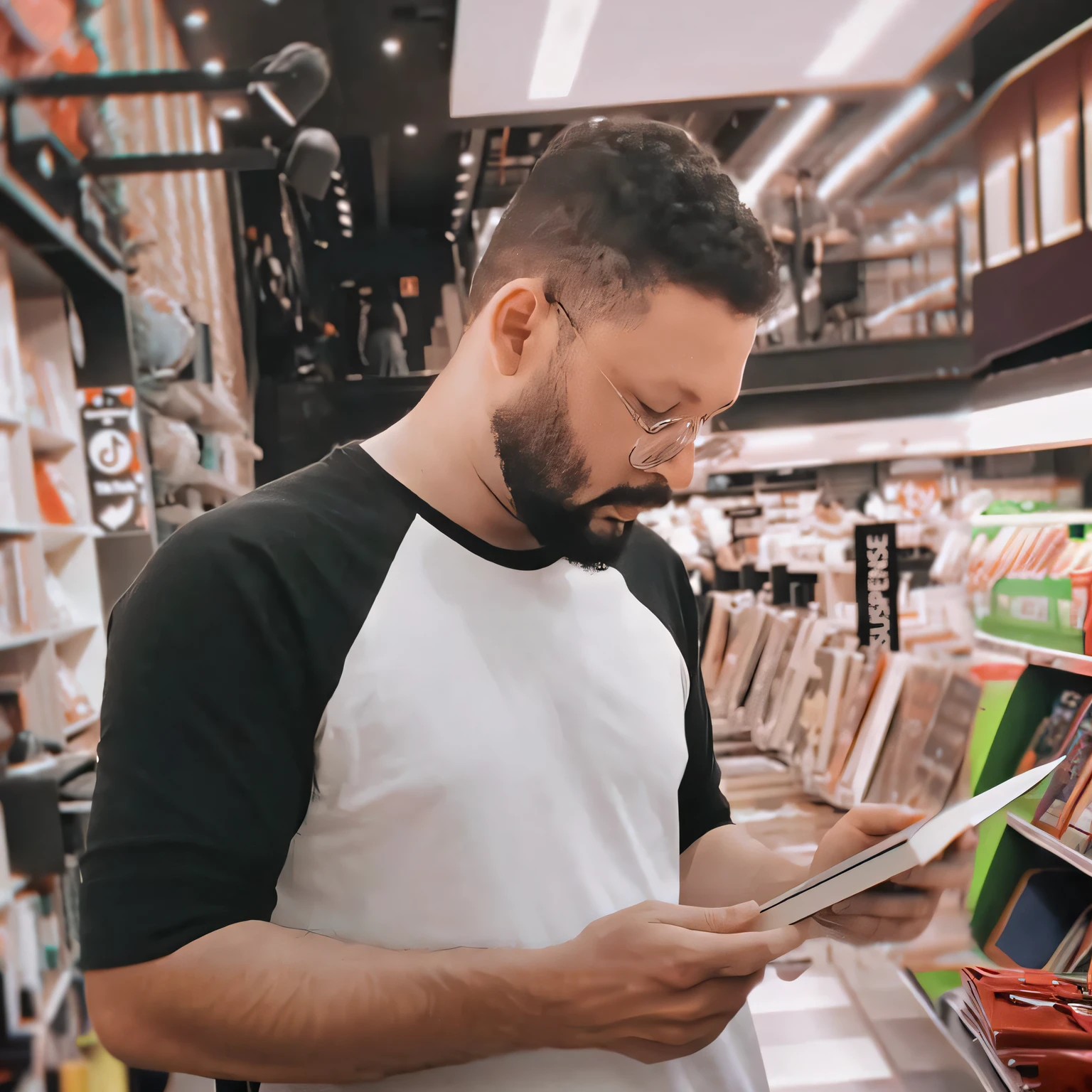 homem arafiado em uma loja olhando para um tablet, instagram post, Lendo novo livro, Ler um livro, instagram story, olhando para o telefone dele, Postagem no Reddit, leitura na biblioteca, ficou em um supermercado, accurate depiction, Imagens editoriais, tentando ler, In the background, absolutamente, Aykut Aydogdu, Josana Gonzales, 8k