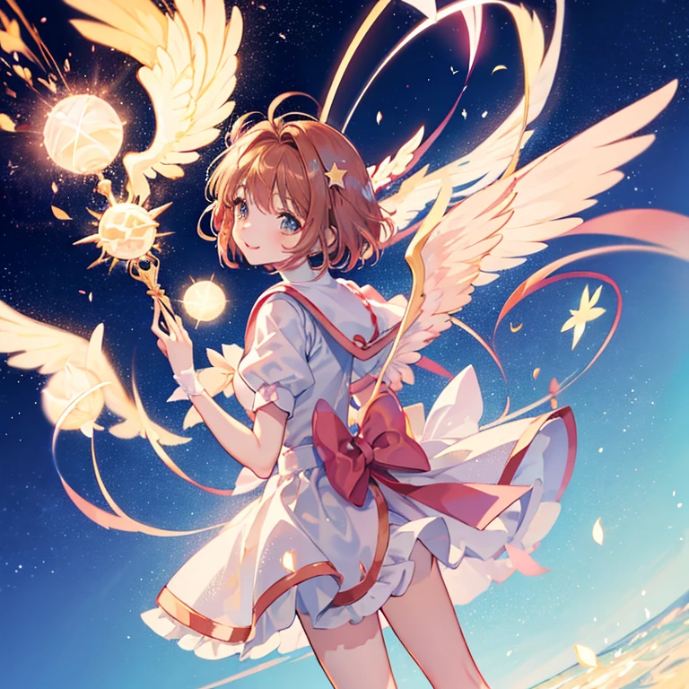 Cardcaptor Sakura、clear card version、kinomoto sakura、kirakira、fluffly、clear sky and sun、ssmile、rainbows、Flying in the sky