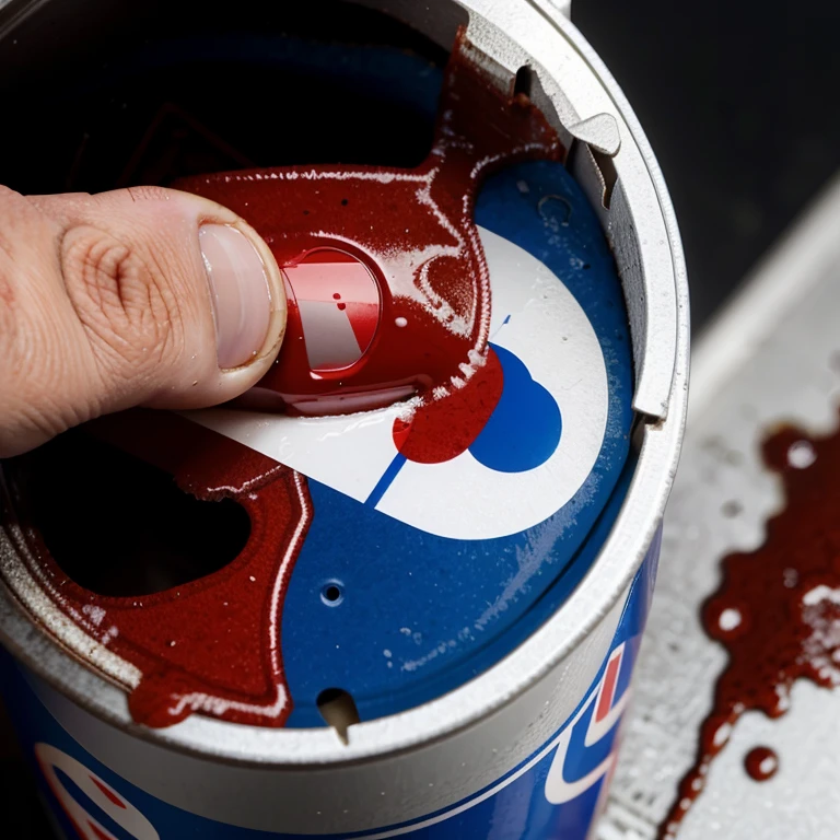 Pepsi can surrounded by blood
