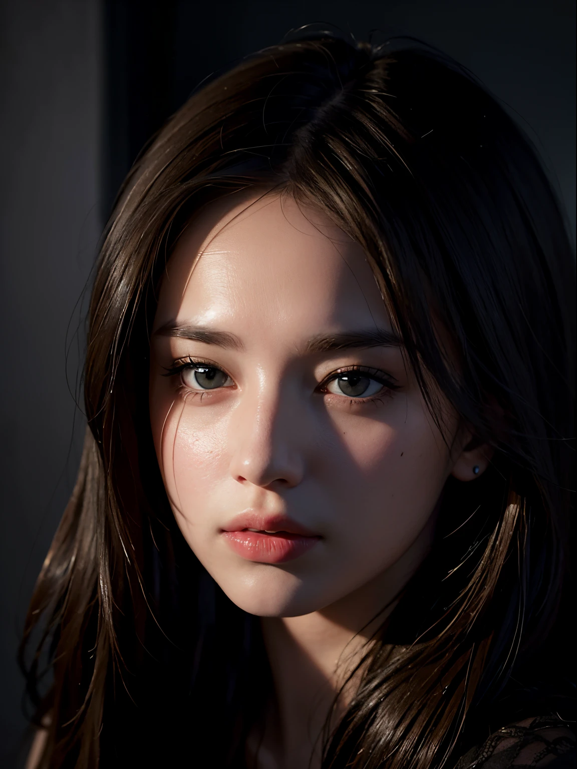 (front focus),(in the dark:1.6),
Hyperrealist portrait of female by david hockney and alphonse mucha,fantasy art, photo realistic, dynamic lighting, artstation, poster, volumetric lighting, very detailed faces, 4 k, award winning,, 1girl, in the dark, deep shadow, low key,cowboy shot,(official clothing:1.4) ,long hair,white hair,