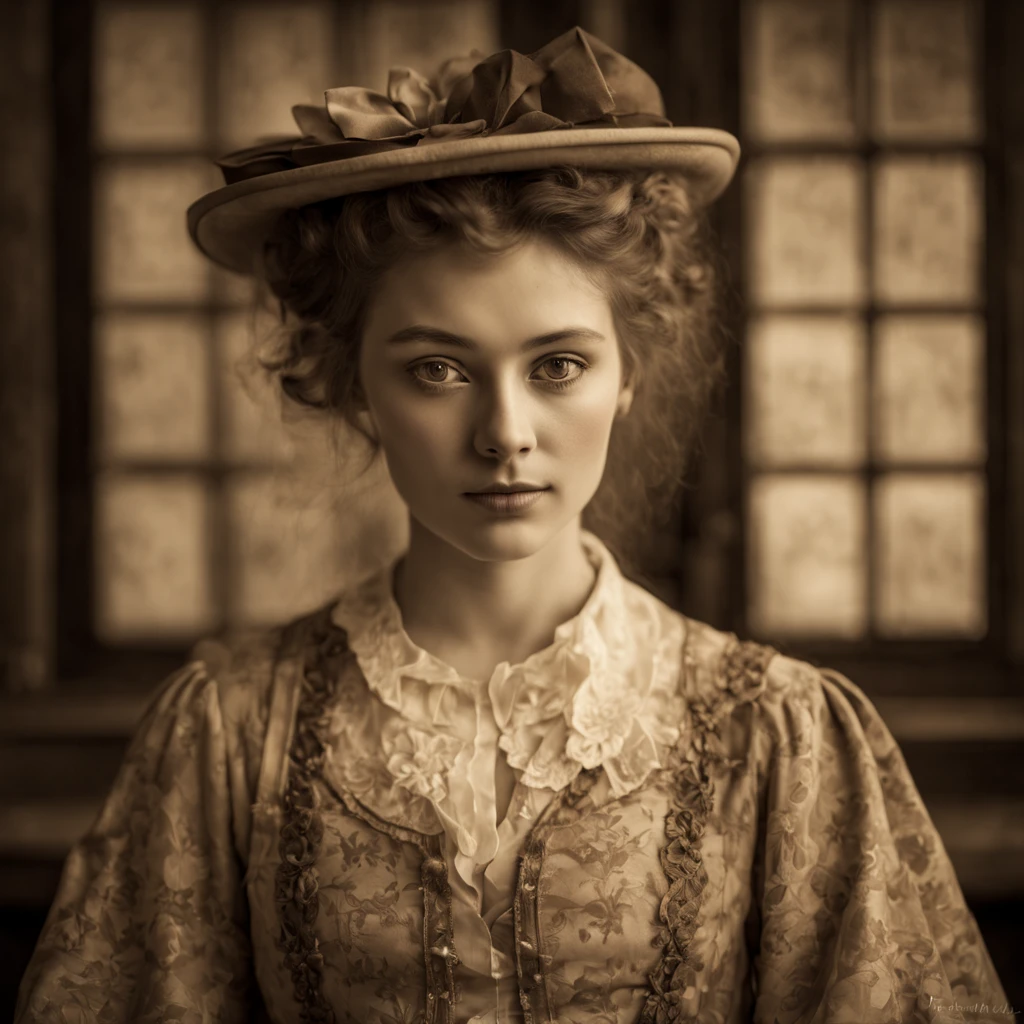 Extrememly realistic Student in the style of edwardian beauty, sepia, layered textures and patterns, black mountain college, bloomsbury group, portraiture specialist, elegantly formal (Rembrandt Lighting), zeiss lens, ultra realistic, (high detailed skin:1.2), 8k uhd, dslr, Dramatic Rim light, high quality, Fujifilm XT3 HDRI --ar 2:3