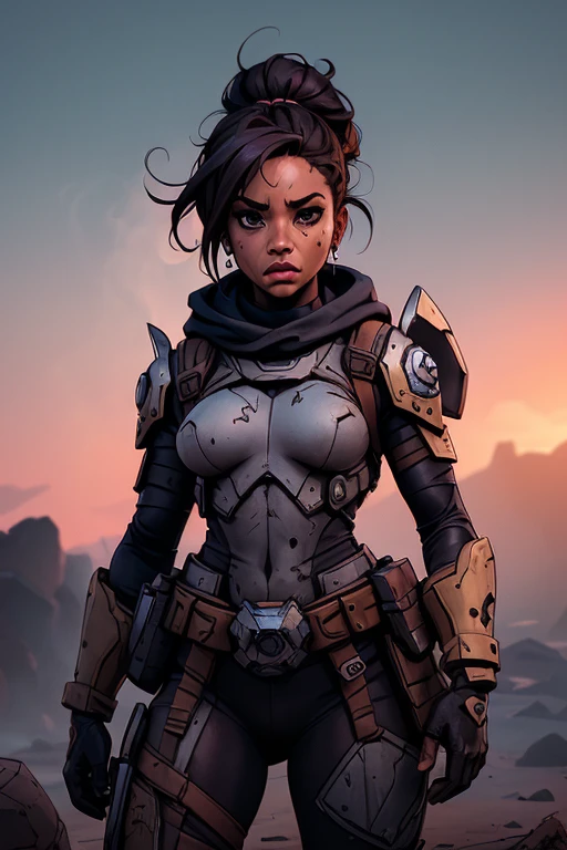 (((sfw, sem roupas, pele escura))), (((sfw, scientific fiction, pele escura, desenho de linha, aquarela))), with first person view high definition character art, personagem negra, cabelo preto preso, caminhando totalmente nua por um deserto futurista, arte estilo jogo borderlands, Esta imagem de alta qualidade, renderizada em 8K Ultra HD, mostra detalhes intrincados da cena. obra-prima aprimorada digitalmente ou pintada com requinte, scientific fiction, postura ativa, estilo de quadrinhos, ((nsfw post apocalyptic fashion))