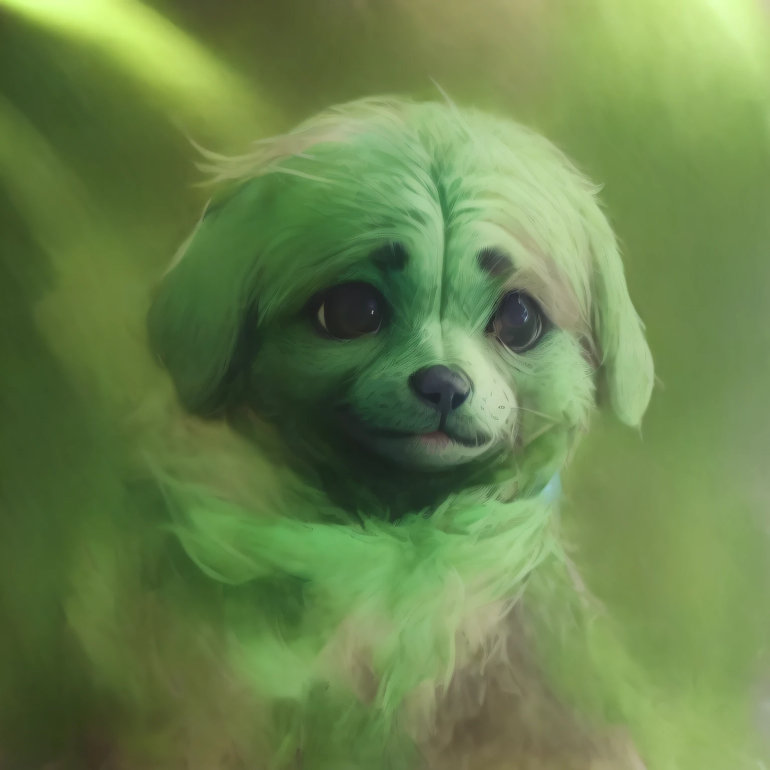 Modifique o cachorro para que ele tenha pelo verde e verde claro