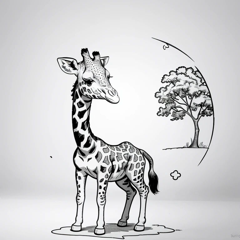 giraffe cute cartoon for coloring book