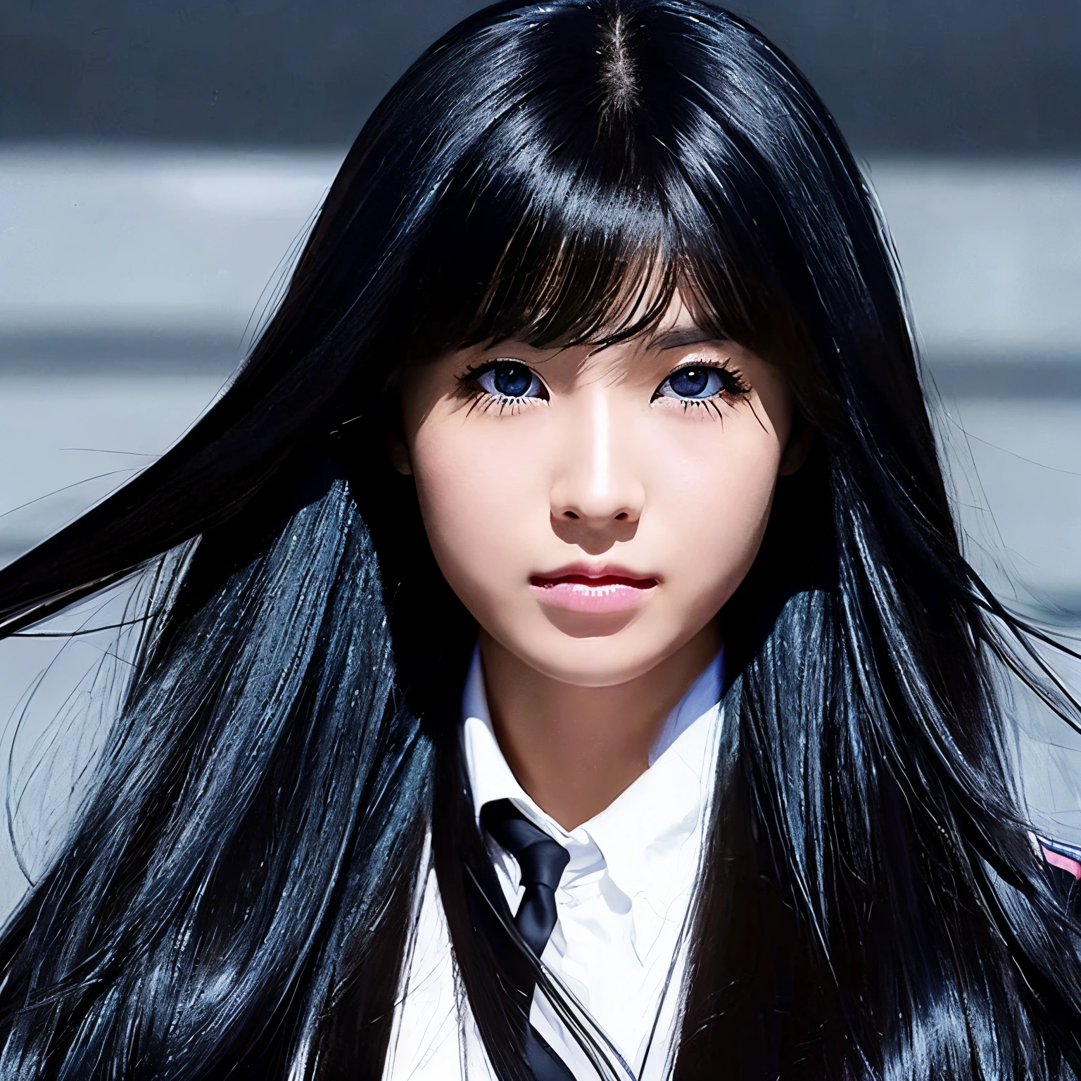 blackcolorhair.Superlonghair.blackeyes.Girl.cute.Lunatic