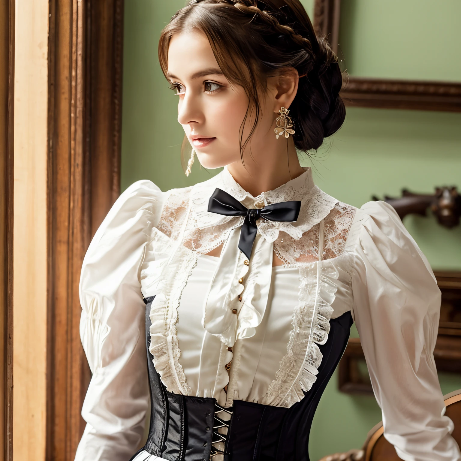 DEN_anastasia_bella,
French Post card, wearing a Victorian steampunk dress sitting in a Victorian parlour house, glamour, Victorian, atmospheric Victorian steampunk,
bokeh, f1.4, 40mm, photorealistic, raw, 8k, textured skin, skin pores, intricate details <lora:epi_noiseoffset2:1>, epiCRealism, <lora:ClothingAdjuster3:-0.8>