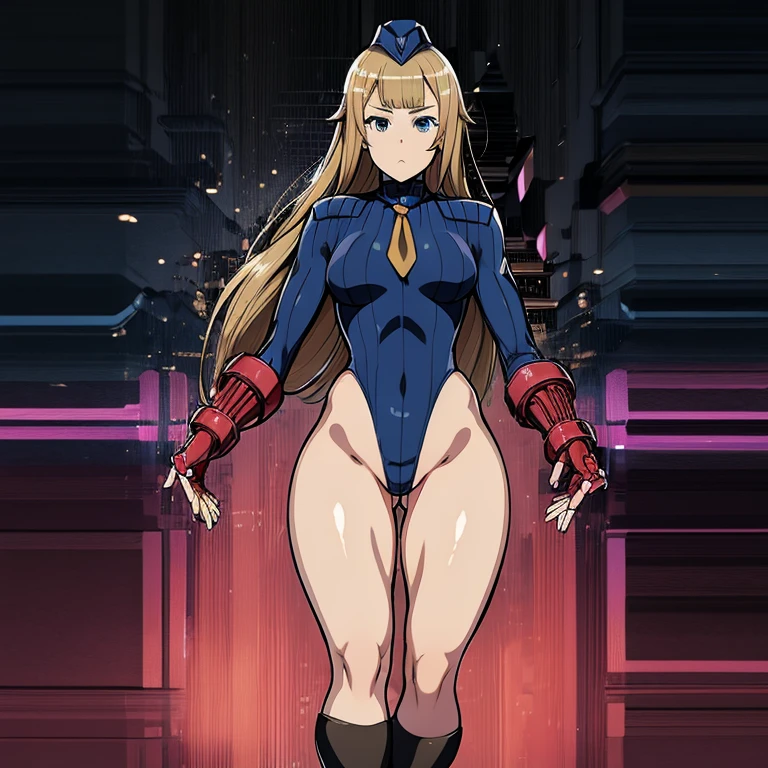 ultra-detailed, Explicit, Beautiful body, Beautiful Nose, Beautiful character design, perfect eyes, perfect face, ultra highres, 4K, beautiful legs, perfect legs, Nice hands, Perfect hand, Masterpiece, Best Quality, Highly detailed, illustration, absurdres, street fighter, doll suit, shadaloo doll, dollsuit, girls, multiple girls, expressionless, blank eyes, looking at viewer, red gloves, emotionless, black latex, corrution, mind control, female combatant, full body, hypnotized, unhappy trance, full body suit, ribbed bodysuit, both arms at side, stand up straight, obey, perfect female body, extremely glossy latex, hypnosis, hypnoLora, empty eyes, Mind control device, poses, submissive_pose, Slave, hat, necktie, stand up straight, standing, standing at attention, hat, necktie, belt, extending the right arm from the shoulder into the air with a straightened hand, nazi saluting, military, military saluting, salute, right hand saluting, left hand at side, latex, ribbed bodysuit, wide hip, thicc, a curvy body, long hair, blonde hair, blue eyes, Princess principal, Charlotte, princess charlotte