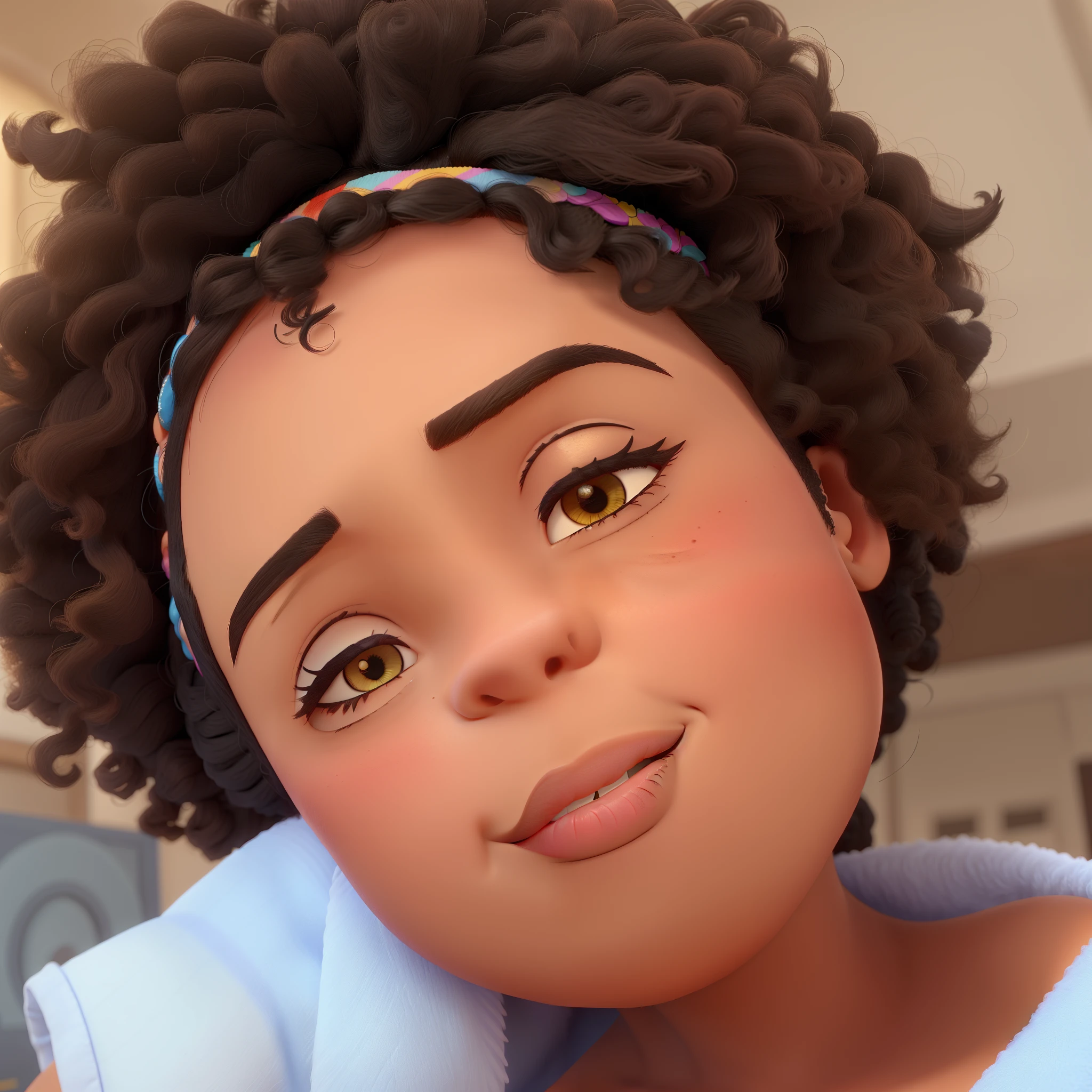 um 9 anos de idade, morena, big eyes and eyelashes, afro-brasileira, corpo todo, with SPA robe, estilo disney pixar, maior qualidade